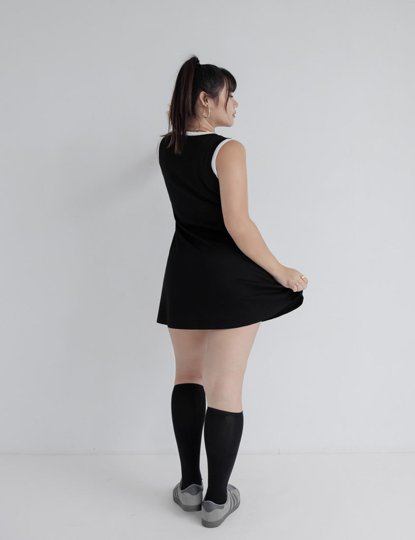 MUA! Space Cotton Faux Two-Piece Stitch Plus Size Mini Dress