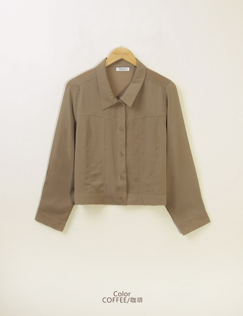 MUA! Sheer Textured Stitch Plus Size Cropped Jacket