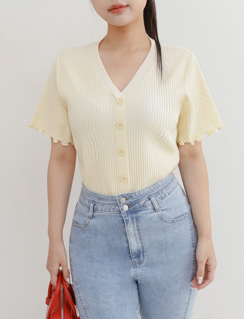 Cooling Lyocell Faux Button Plus Size Knit Top