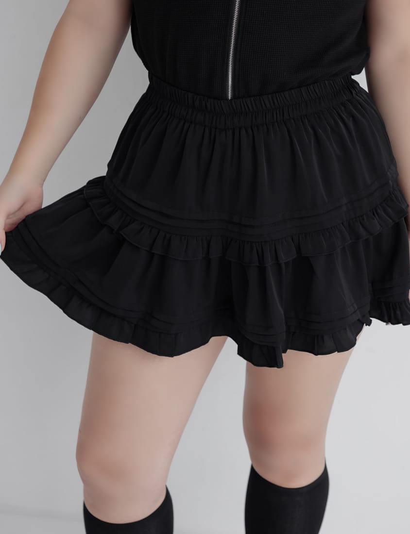 MUA! Ruffled Elastic Waist Plus Size MiniSkirt