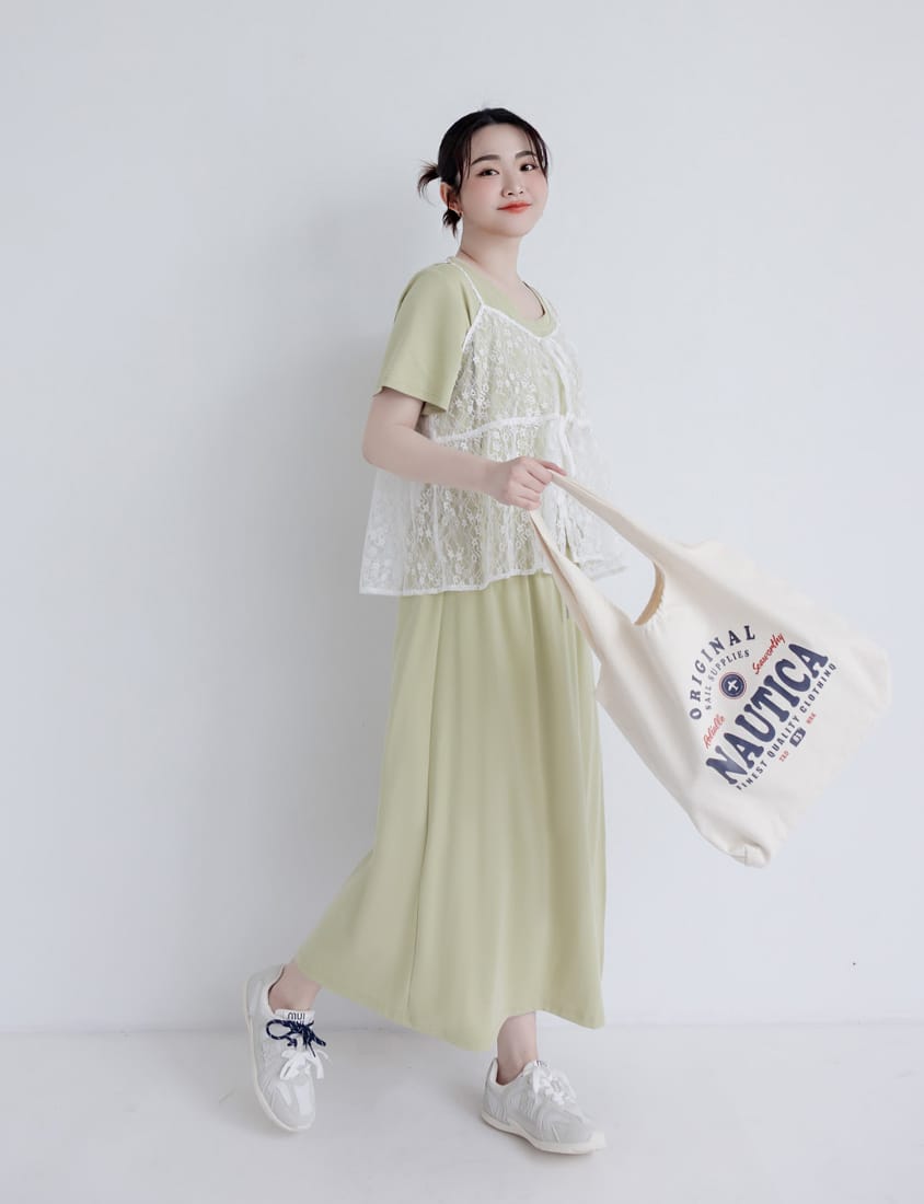 Silky Cool Liquid Touch Cotton Slit Plus Size Maxi Skirt