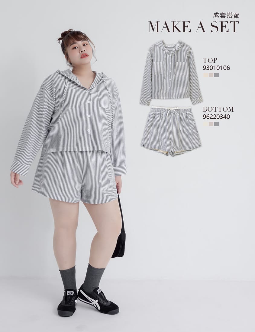 Bubble Stripe Layered-Look Plus Size Shorts