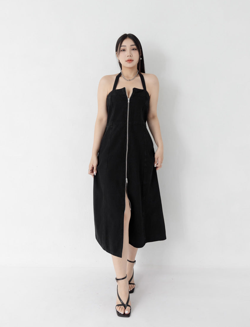 MUA! Sexy Denim Zipper Plus Size Cami Dress