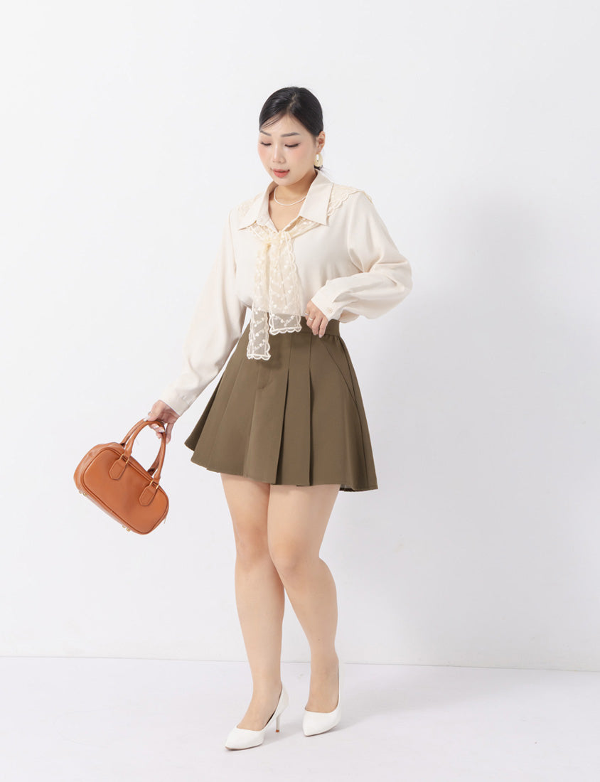 MISS. Pear-Shaped Friendly! Perfect Fit Tailored High Waist Pleated Plus Size Skirt