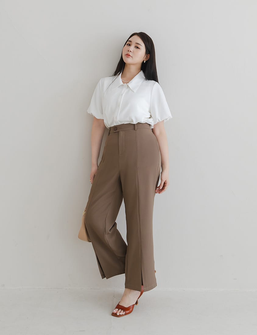 MISS. Elegant Puff Sleeve Plus Size Blouse
