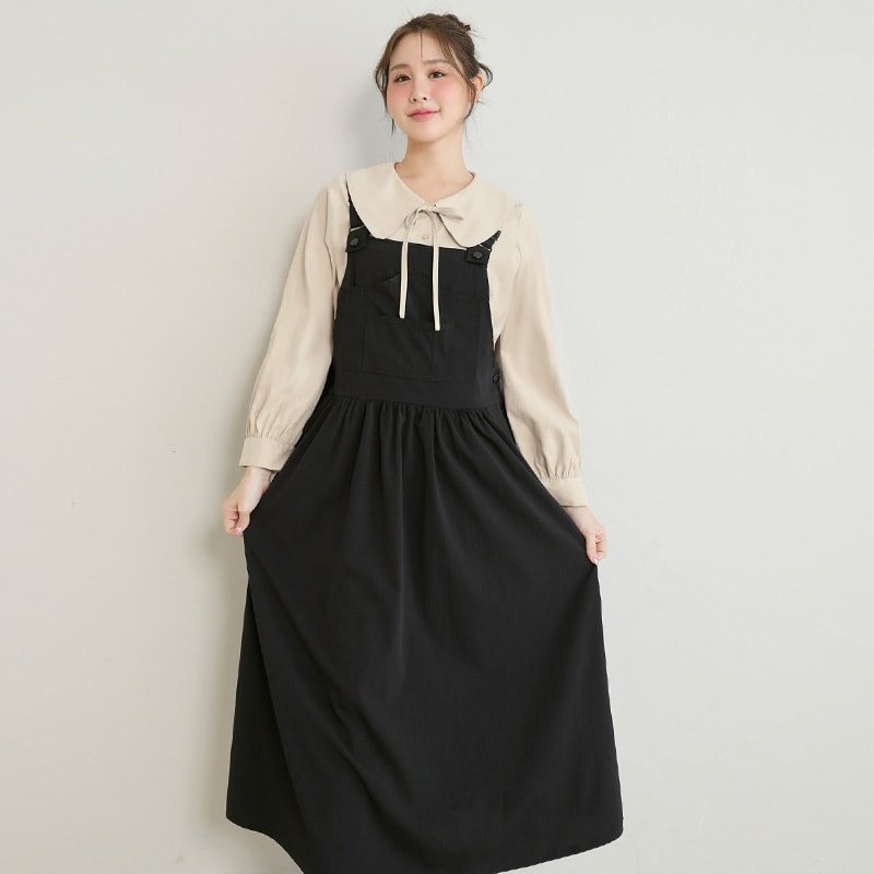 Adjustable Crinkled Utility Pockets Plus Size Cami Dress