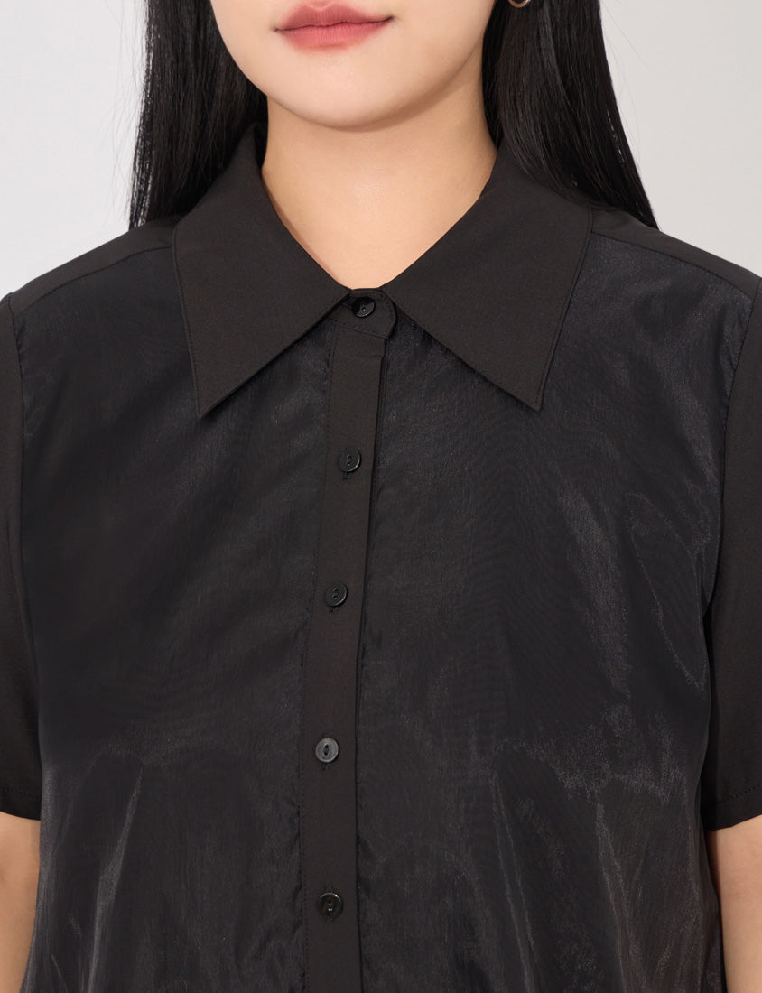MORE U Elegant Sheer Double-Layer Plus Size Shirt