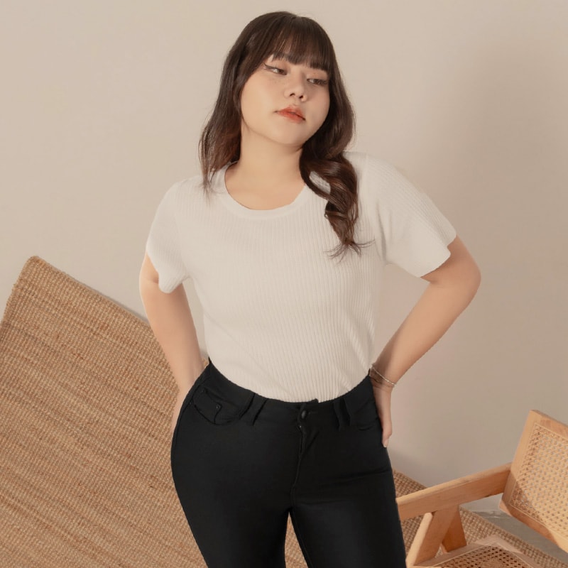 Cooling Lyocell Knit Plus Size Short Sleeve Top
