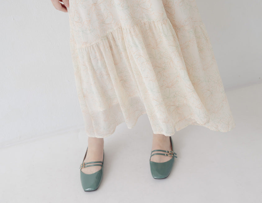 Adjustable Hand-Painted Floral Cami Dress (with Waist Tie)