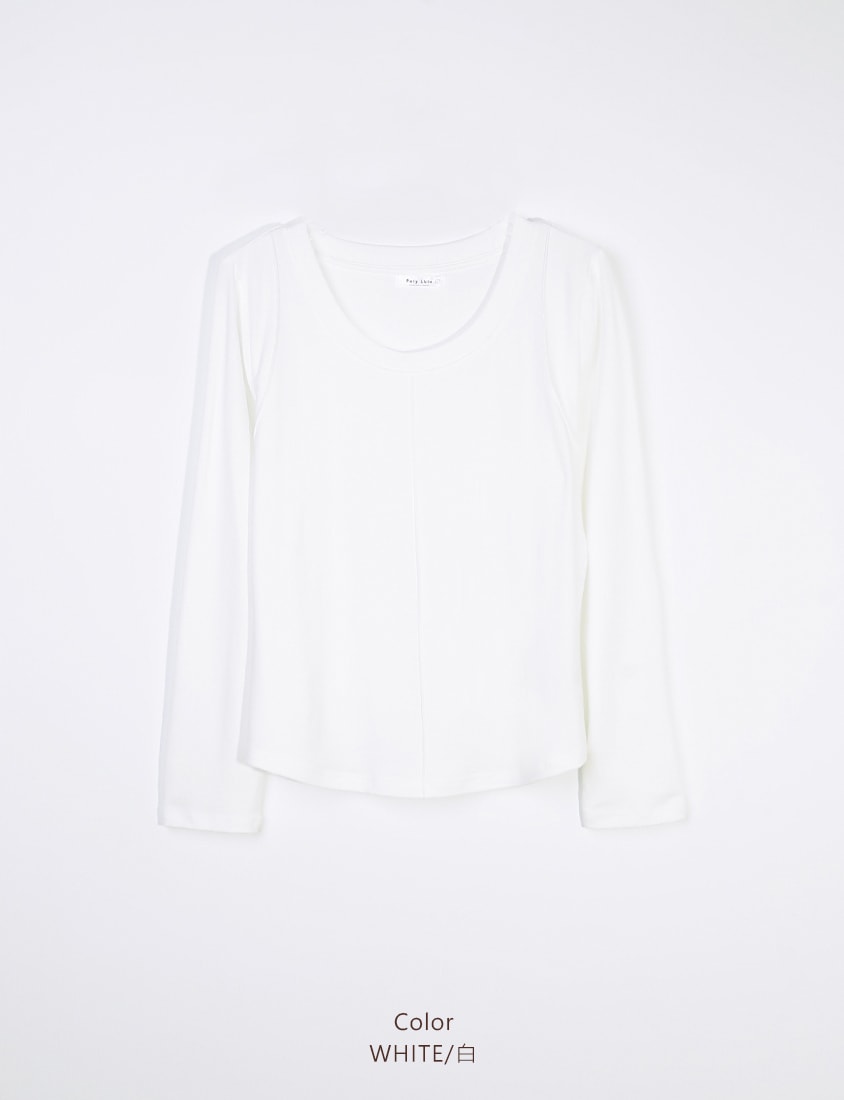 Crewneck 3D Pleated Plus Size Long Sleeve Tee