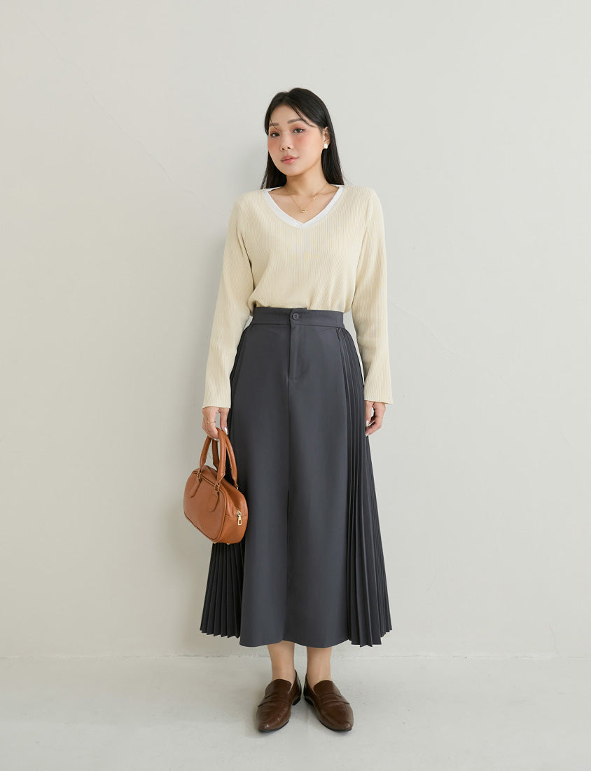 MISS. Faux Two Piece Ribbed Knit Plus Size Long Sleeve Top