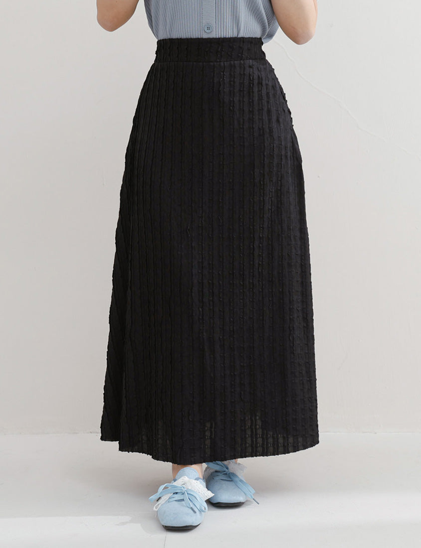 Soft Stretch Crinkled Elastic Waist Plus Size Maxi Skirt