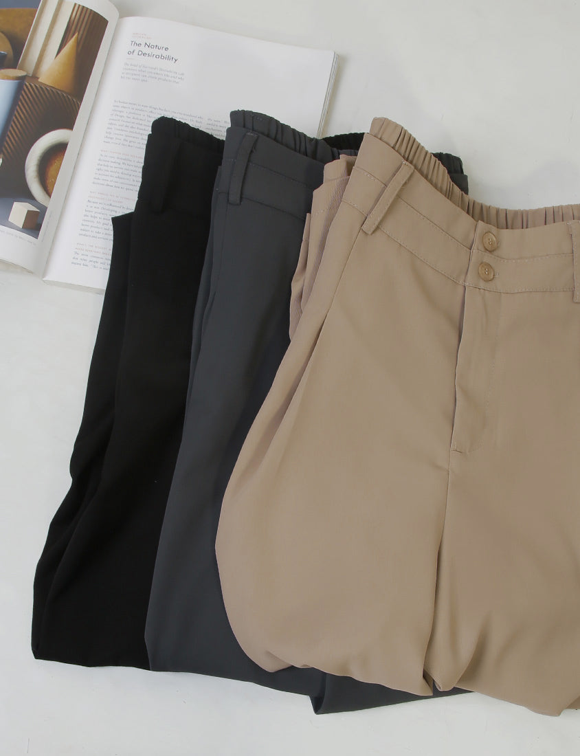 MISS. Wrinkle-Resistant High Waist A-Line Plus Size Tailored Wide Pants