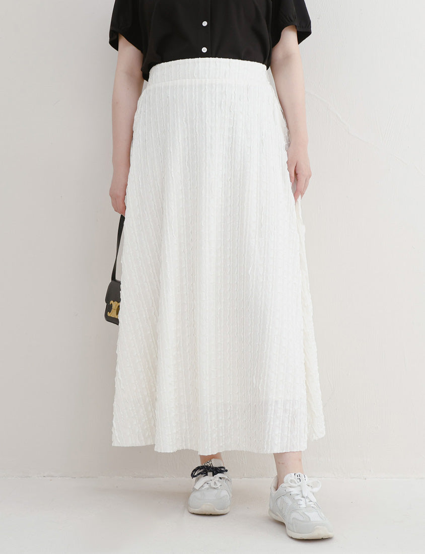 Soft Stretch Crinkled Elastic Waist Plus Size Maxi Skirt