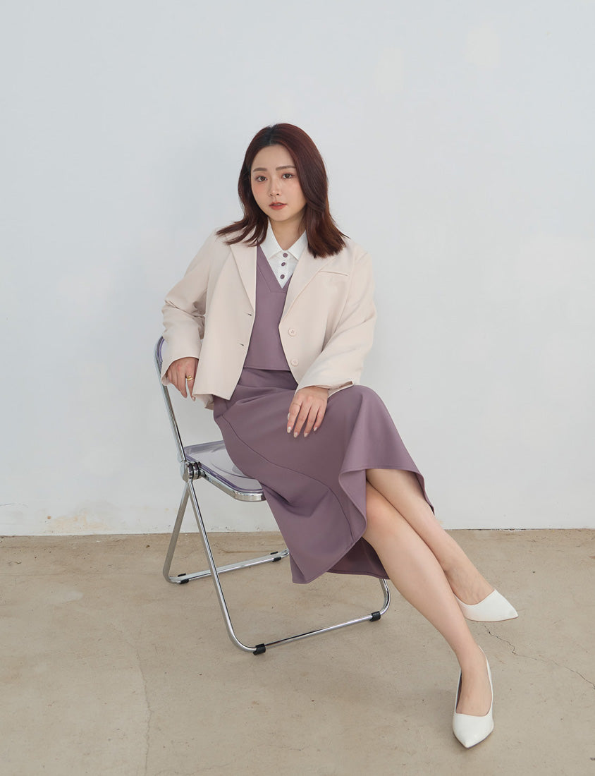 MISS. Contrast Faux Two Piece Waist Tie Plus Size Maxi Dress