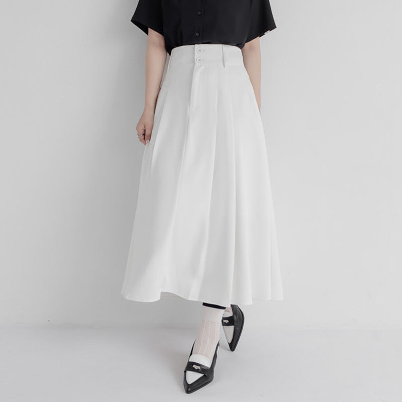MISS. Wrinkle-Resistant Tummy Flattering with Back Elastic Plus Size Tailored Maxi Skirt