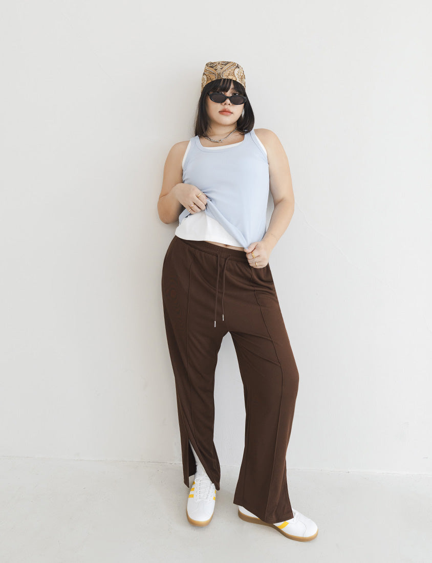 MUA! Ribbed Slimming Slit-Hem Plus Size Pants