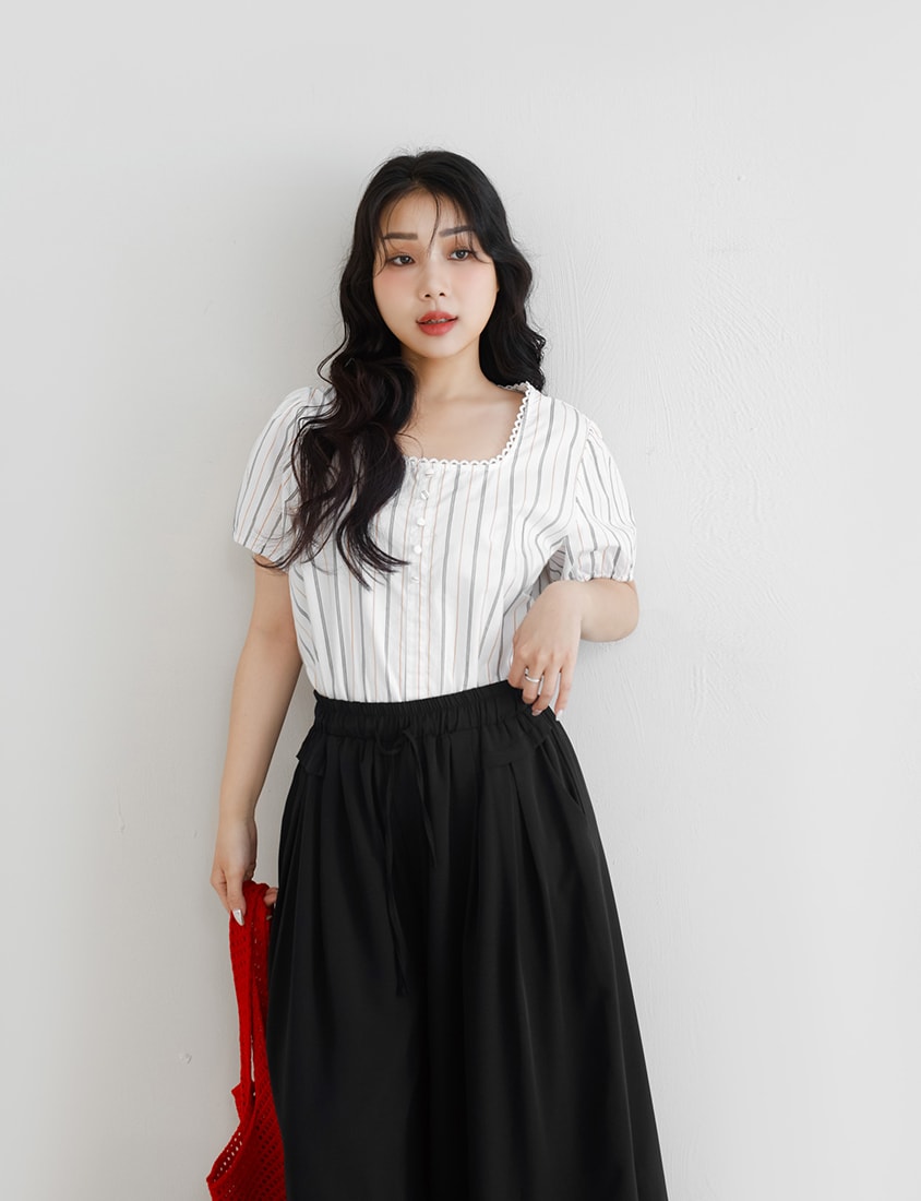 Full Elastic Waist Chiffon Plus Size Wide-Leg Pants