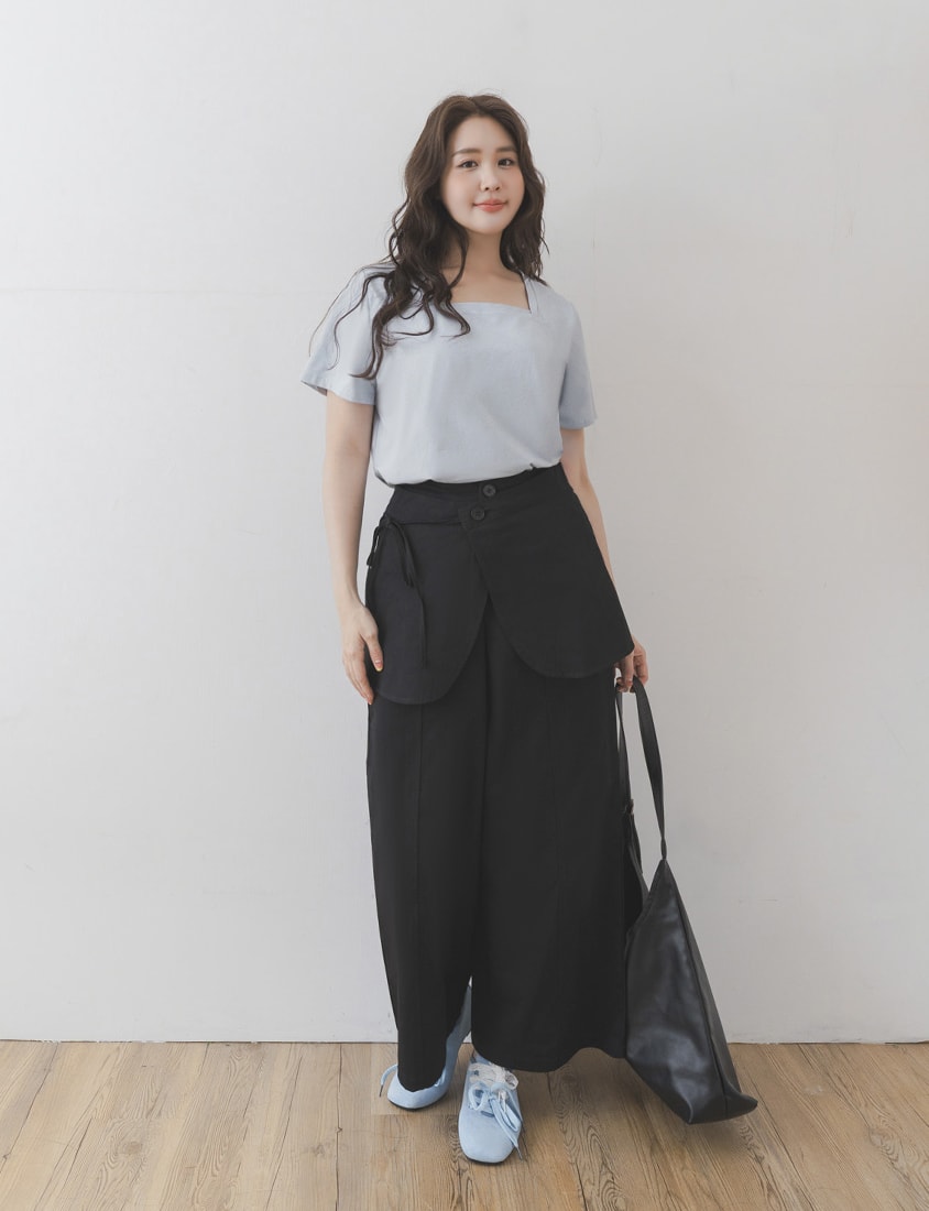 Airy Cooling Square-Neck Ice Porcelain Cotton Plus Size Tee