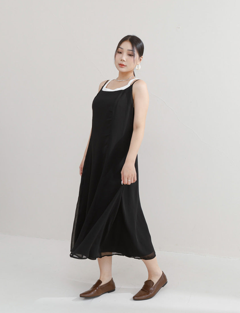 MISS. Ethereal Double Layer Sheer Adjustable Plus Size Maxi Dress