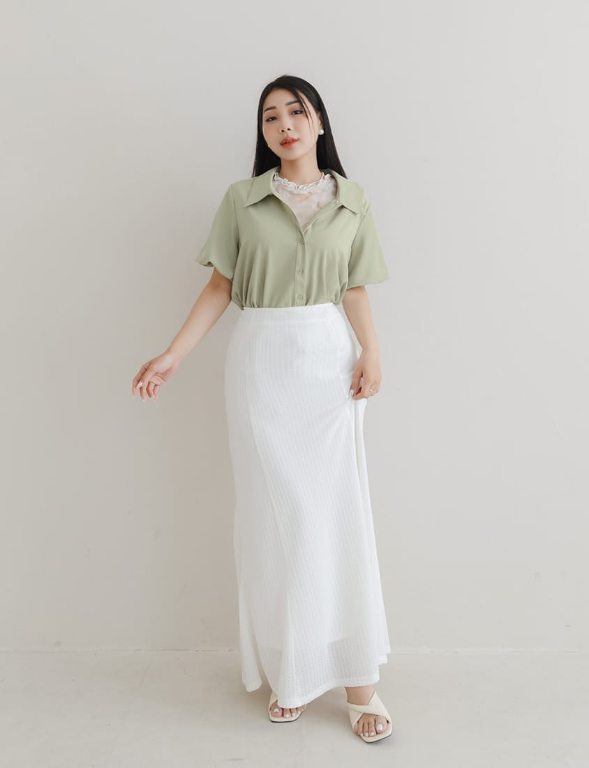 MISS. Elegant Puff Sleeve Plus Size Blouse