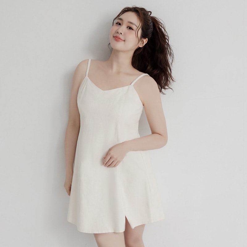 Sweetheart Neck Twill Cami Plus Size Mini Dress