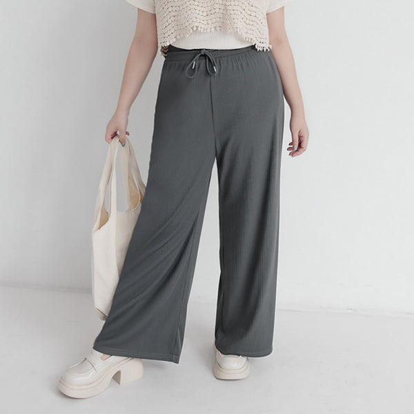 Hip-Contouring Comfy Ribbed Slimming Plus Size Wide Leg Pants