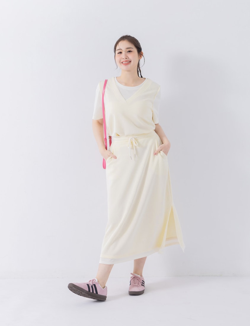 COOL PRO+ Space Cotton Panel Plus Size Maxi Skirt