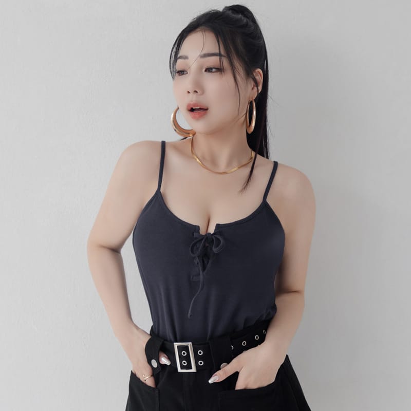 MUA! Ribbed Cross-Tie Adjustable Plus Size Cami Top