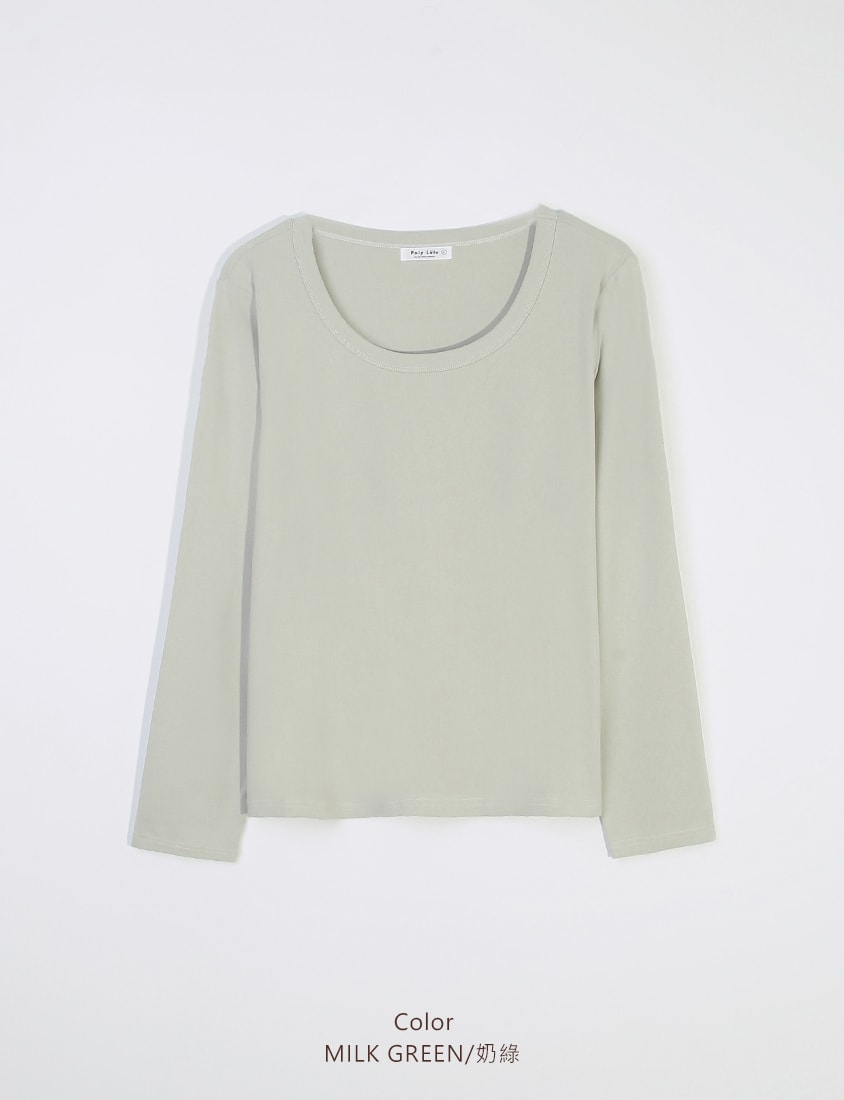 U-Neck Slim Fit Plus Size Long Sleeve Tee