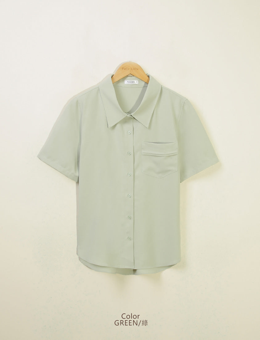 MISS. Lightweight Cooling Pleated Pocket Plus Size Short Sleeve Shirt