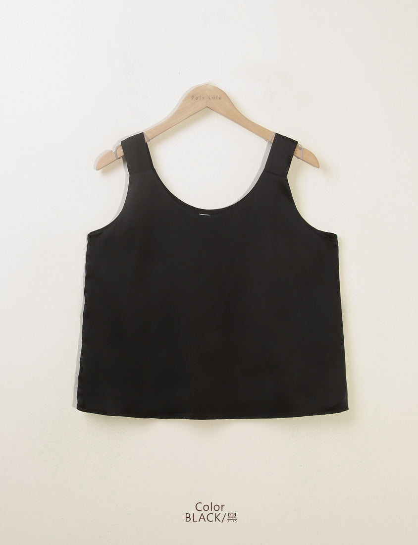 MISS. Elegant Satin Sheen Crew-Neck Plus Size Tank Top