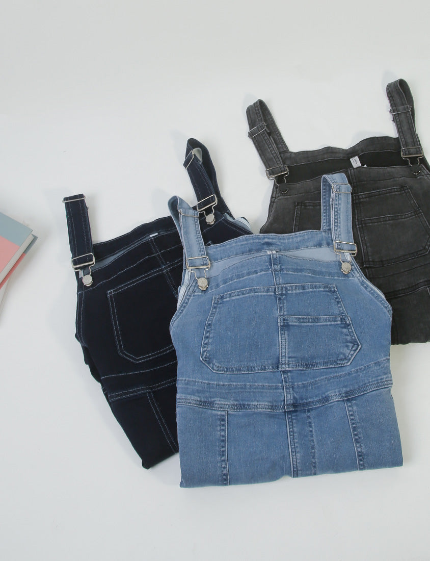 Adjustable Multi-Pocket Denim Plus Size Overalls Shorts