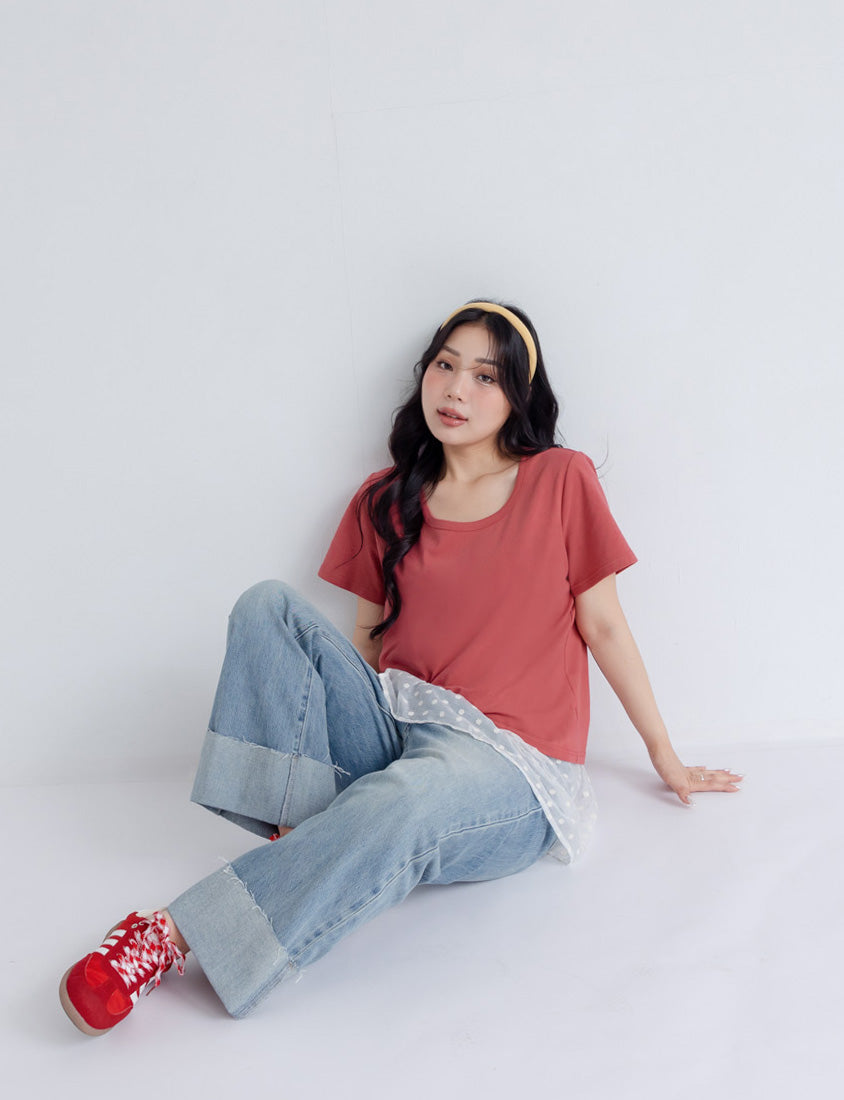 U-Neck Multicolor Plus Size Comfy Slim Tee