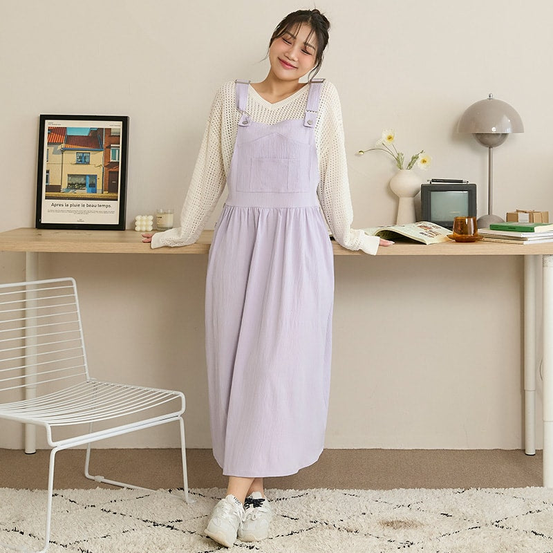 Adjustable Crinkled Utility Pockets Plus Size Cami Dress