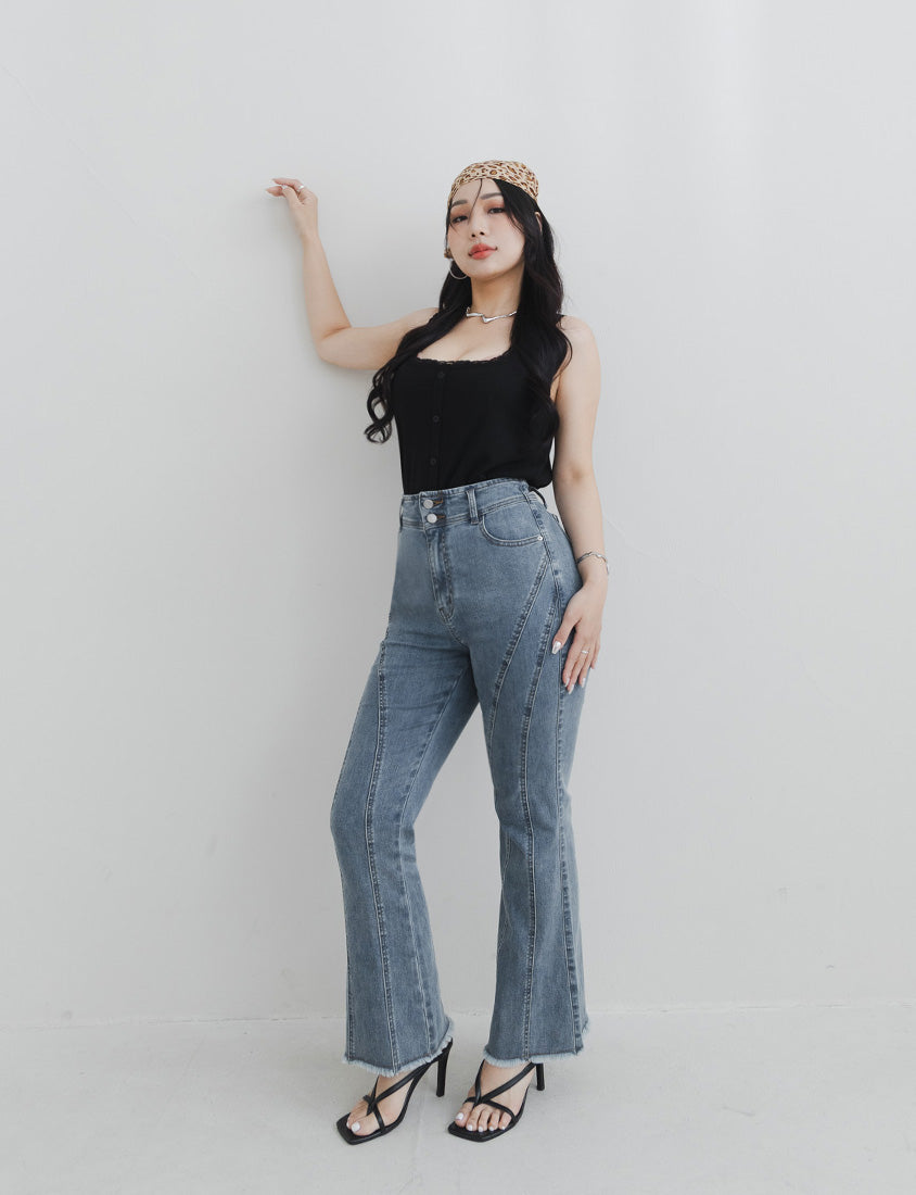 MUA! Ultra Slimming Stitch Stretchy Plus Size Flared Pants