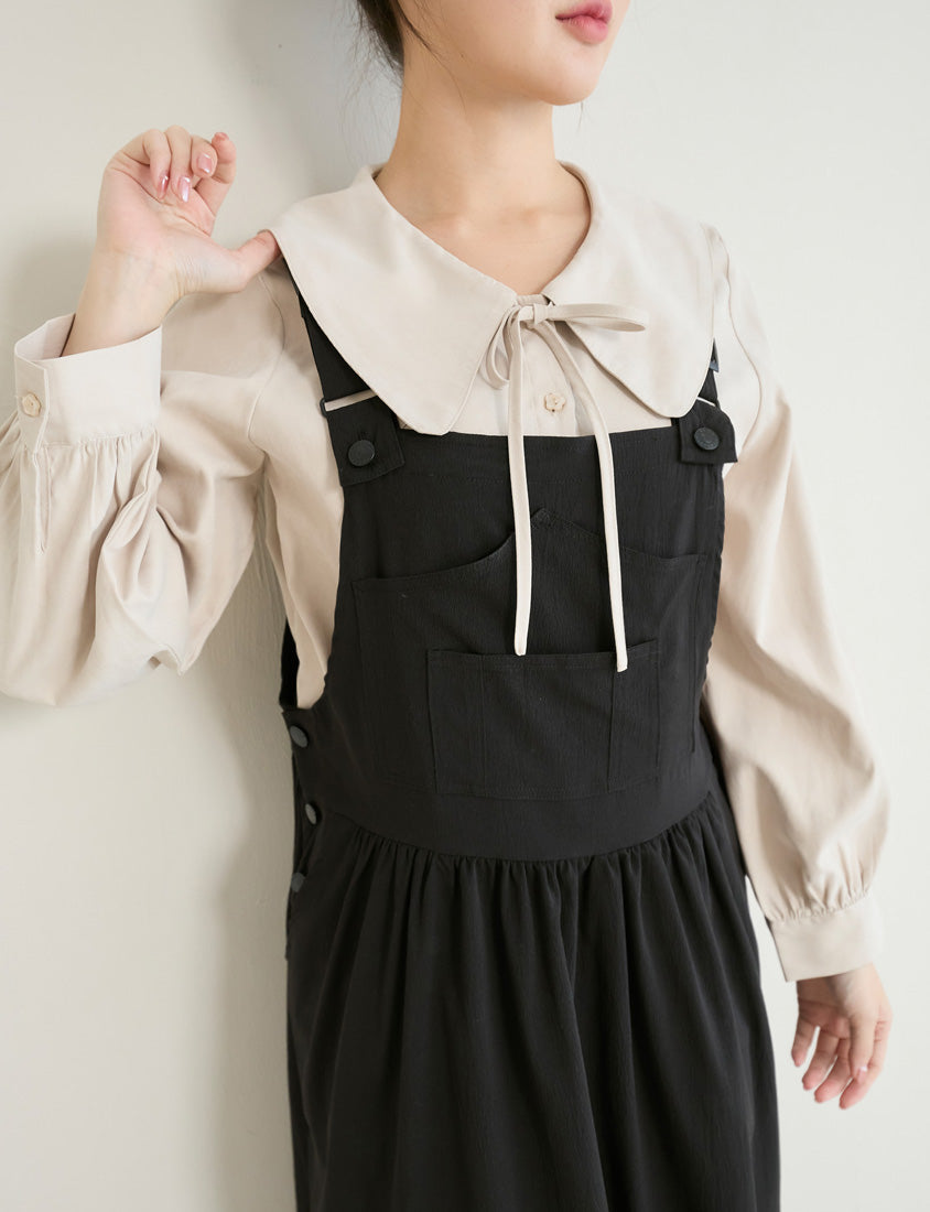 Adjustable Crinkled Utility Pockets Plus Size Cami Dress