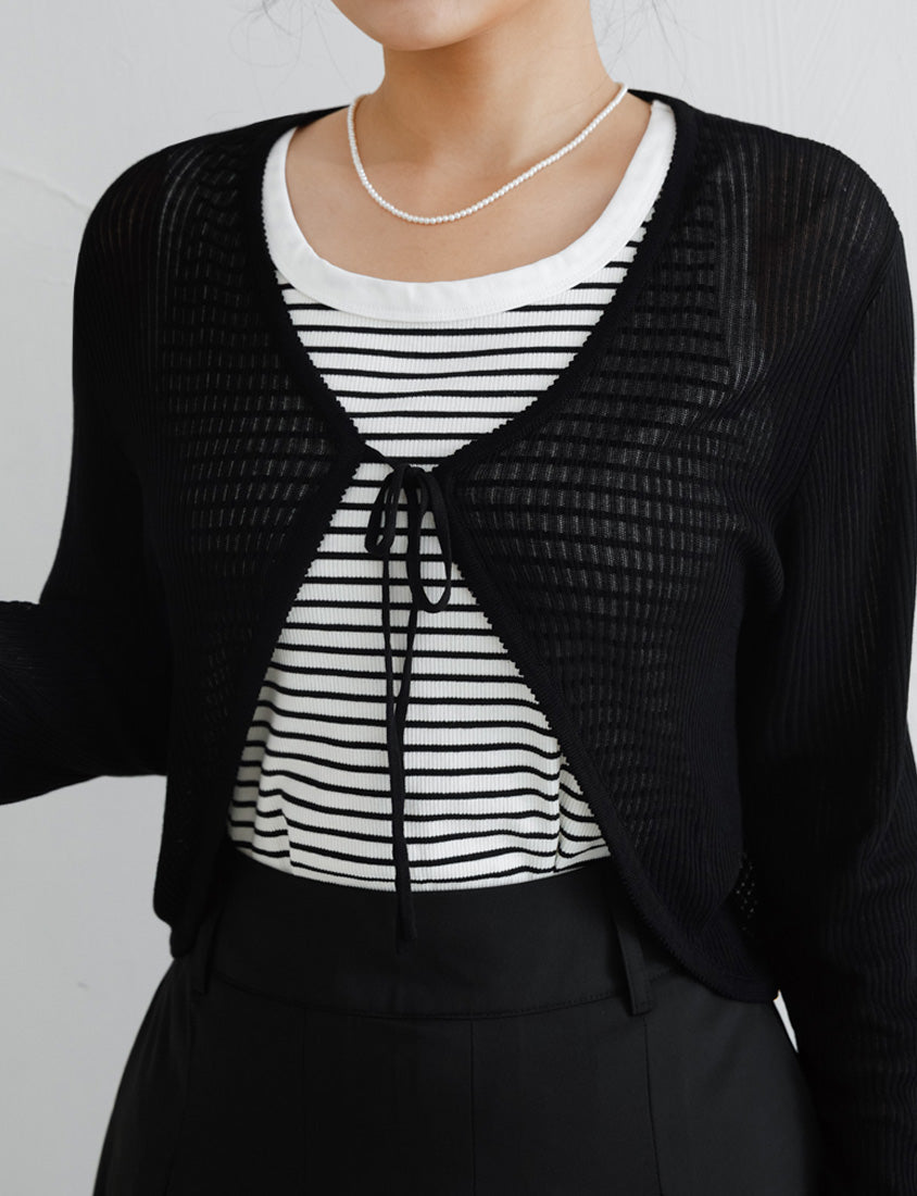 MISS. Lyocell Icy Silk Knit Plus Size Cropped Cardigan