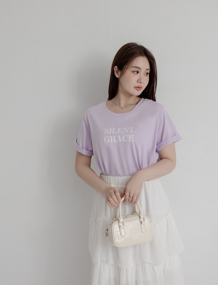 MISS. Basic Graphic Print Plus Size Short Sleeve Tee