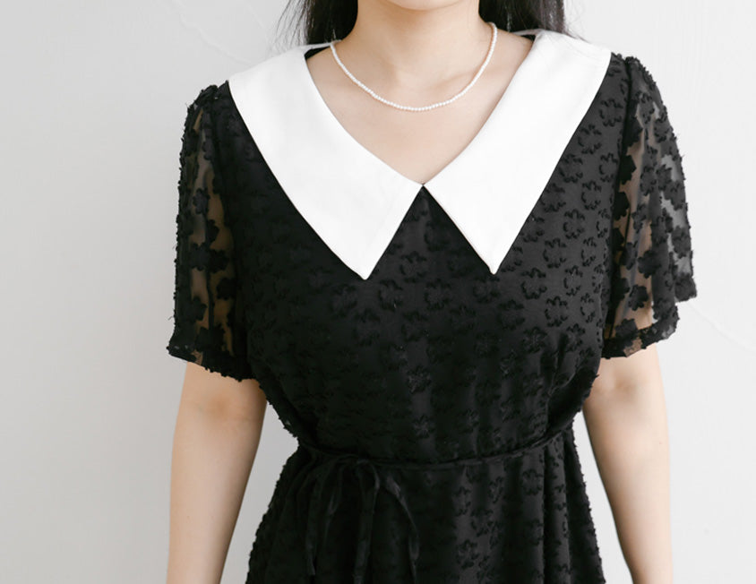 MISS. Sweet Floral Faux Two-Piece Collar Plus Size Mini Dress