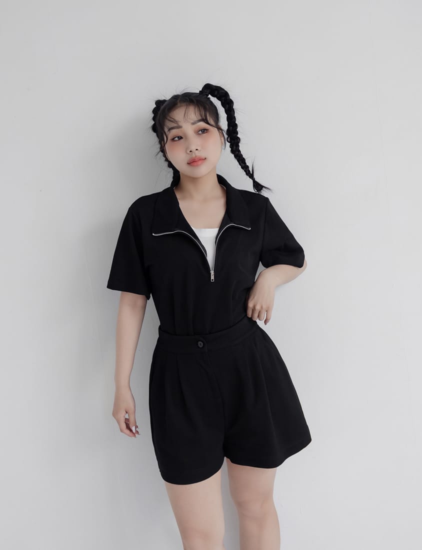 Summer Pleated Back Elastic Waist Plus Size Shorts