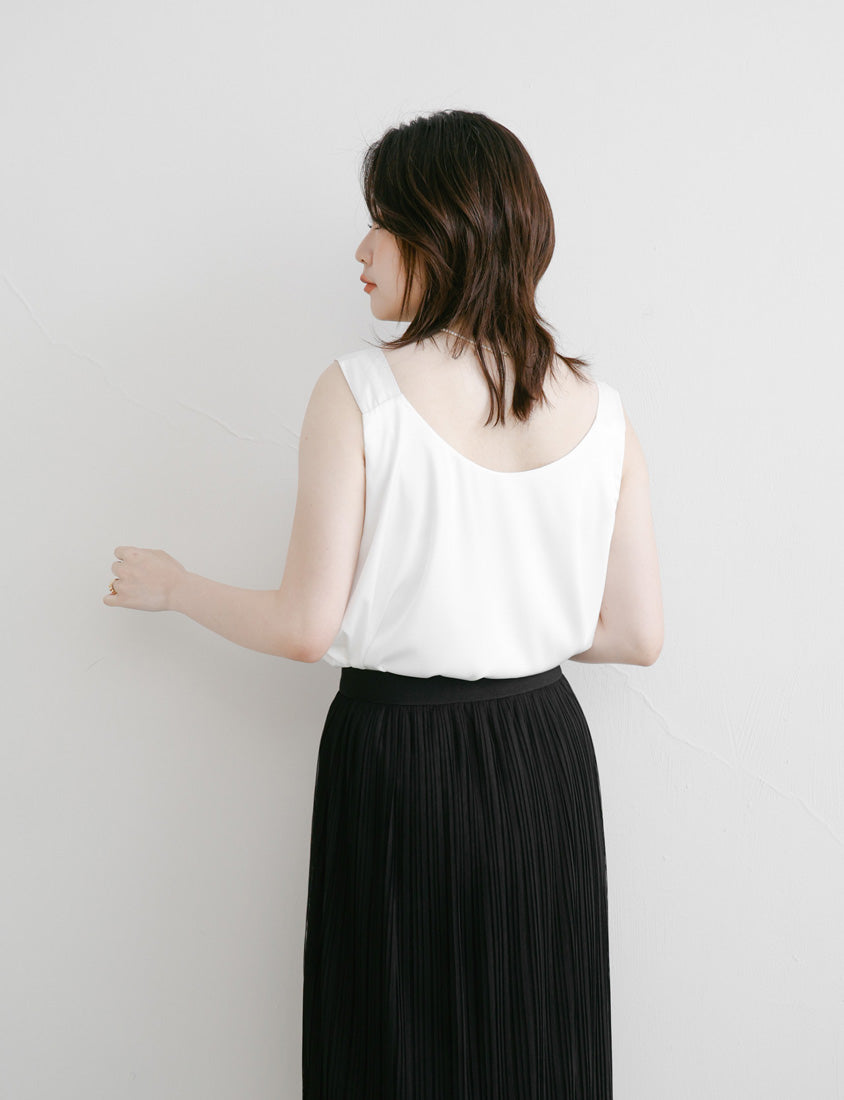 MISS. Elegant Satin Sheen Crew-Neck Plus Size Tank Top