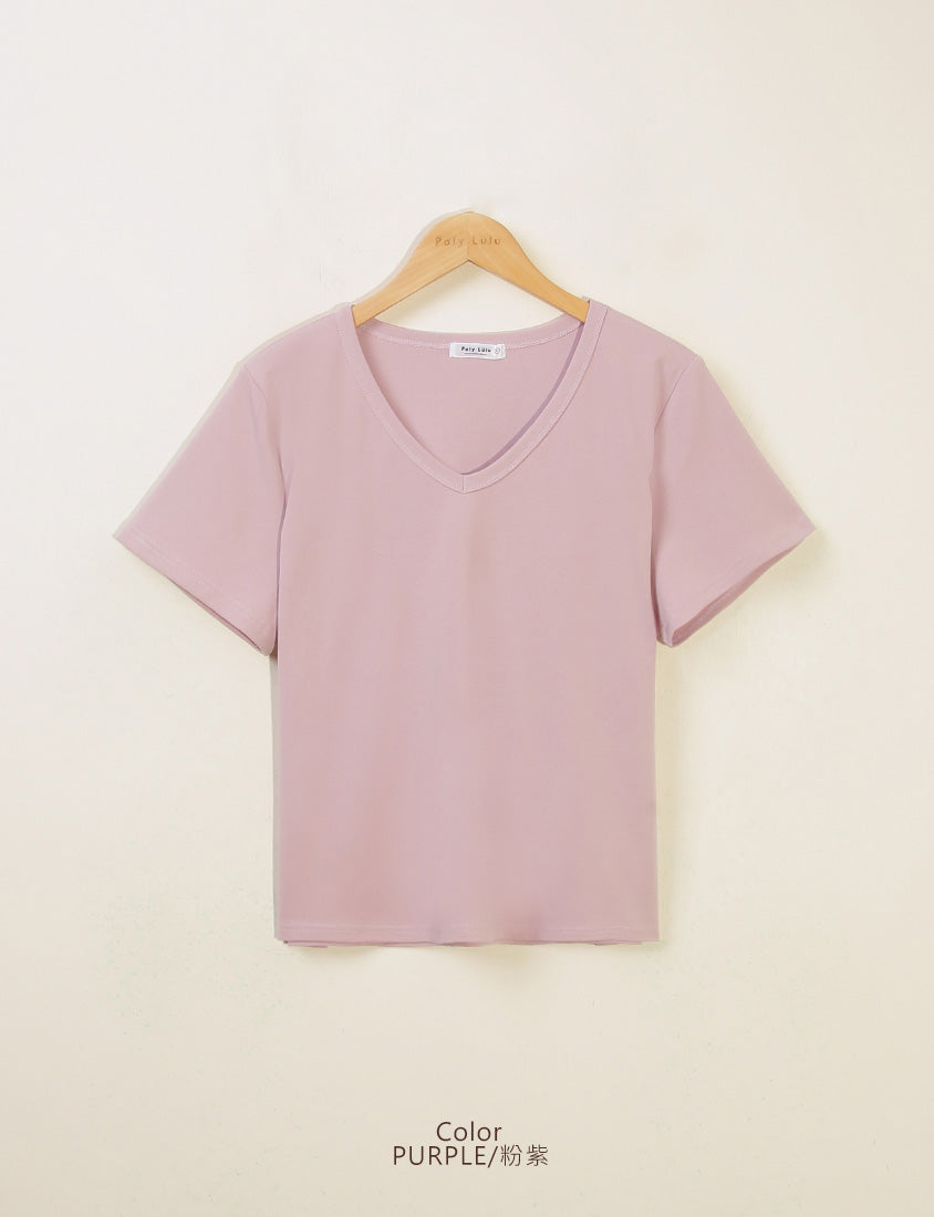 V-Neck Multicolor Plus Size Comfy Slim Tee
