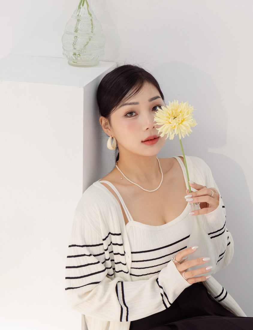 MISS. Contrast Stripe Ice Silk Knit Plus Size Tank Top