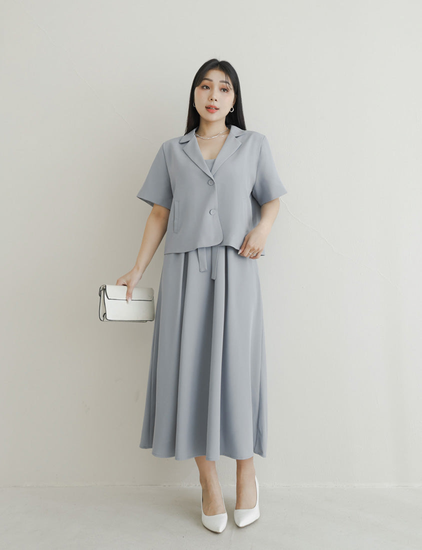 MISS. Silky Cool Pleated  Waist Tie Plus Size Cami Dress