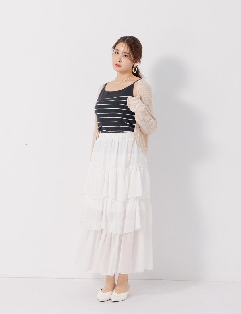 MISS. Versatile Soft Skin Stripe Knit Plus Size Tank Top