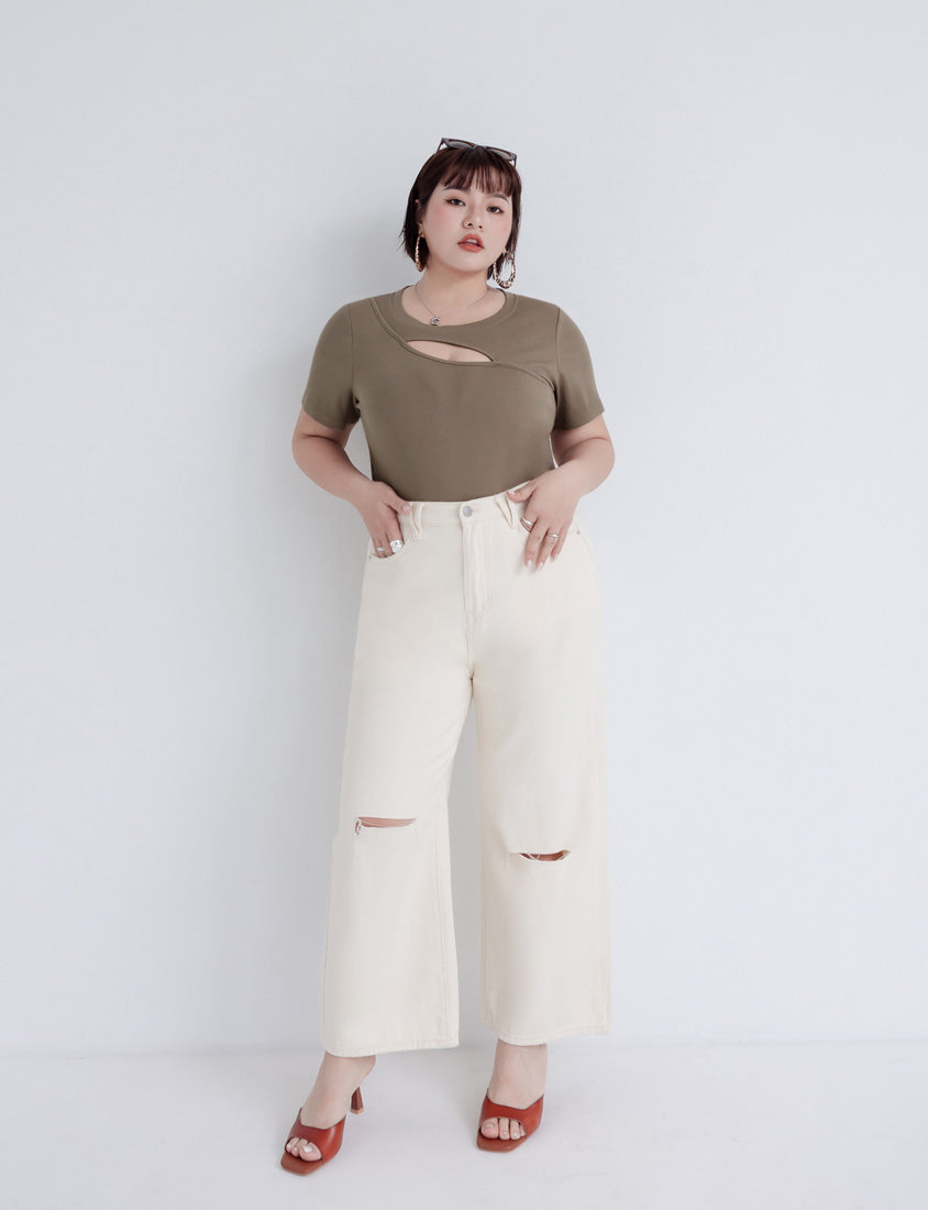 MUA! Sexy Cut-out Ribbed Plus Size Top