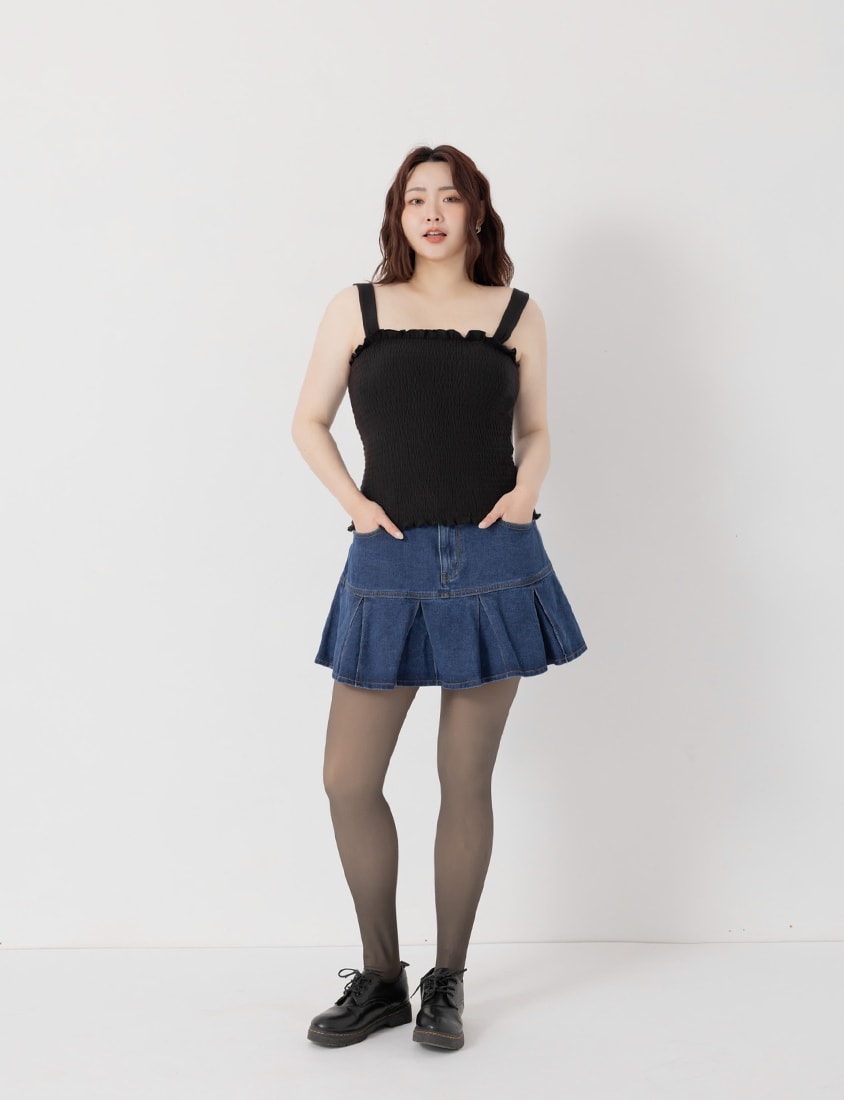 Pobra Long Ginger Fleece Bubble Hem Plus Size Bra Top (With Padding)