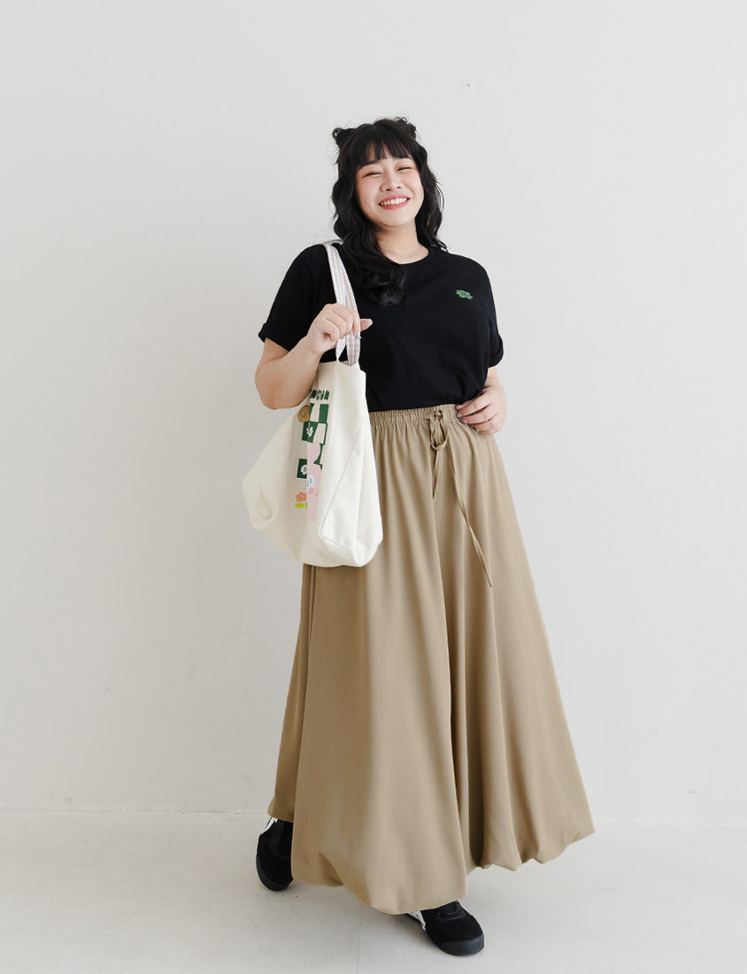Sweet Cloud Cotton Drawstring Plus Size Maxi Skirt