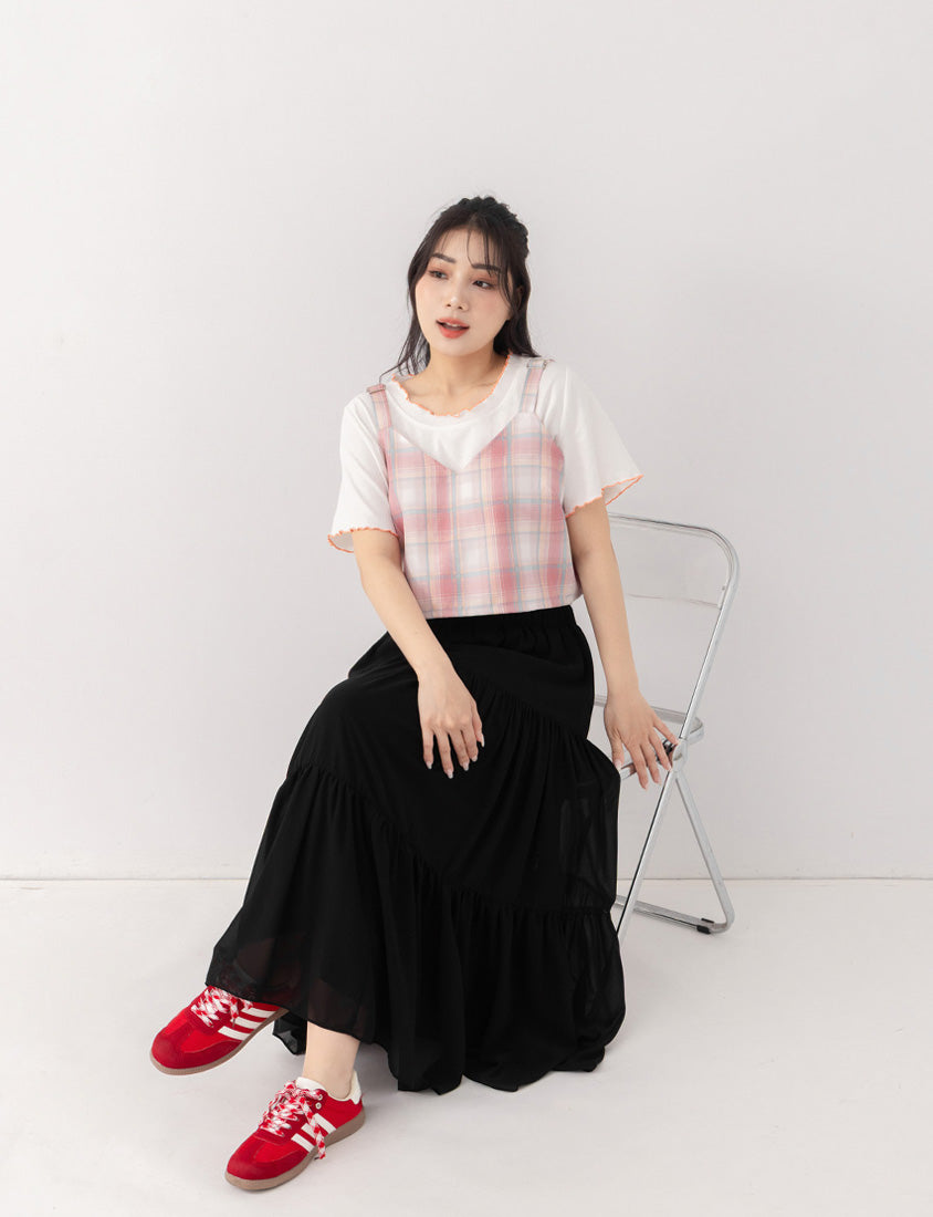 Multi-Layered Romantic Plus Size Chiffon Skirt